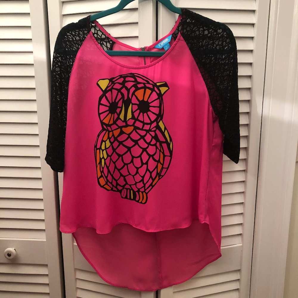 Nanette Lepore Pink owl graphic L'Amour Tee, L